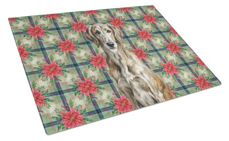 Brindle Scottish Deerhound Christmas PoinsettIas Glass Cutting Board Decorative Tempered Glass Kitchen Cutting and Serving Board Large Size Chopp