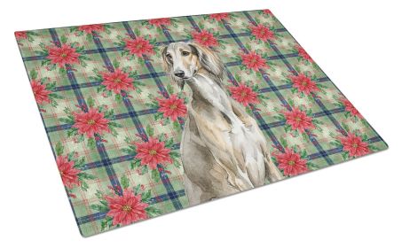 Grizzle Saluki Christmas PoinsettIas Glass Cutting Board Decorative Tempered Glass Kitchen Cutting and Serving Board Large Size Chopping Board