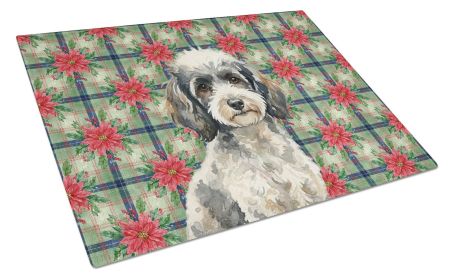 Toy Parti Poodle Christmas PoinsettIas Glass Cutting Board Decorative Tempered Glass Kitchen Cutting and Serving Board Large Size Chopping Board
