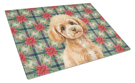 Toy Apricot Poodle Christmas PoinsettIas Glass Cutting Board Decorative Tempered Glass Kitchen Cutting and Serving Board Large Size Chopping Boar