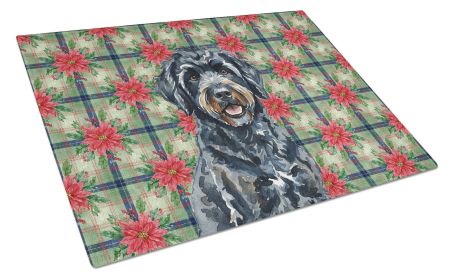 Black Portuguese Water Dog Christmas PoinsettIas Glass Cutting Board Decorative Tempered Glass Kitchen Cutting and Serving Board Large Size Chopp