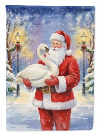 Swan with Santa Claus House Flag Large Porch Sleeve Pole Decorative Outside Yard Banner Artwork Wall Hanging, Polyester, House Size, Multicolor
