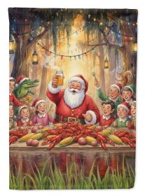 Cajun Santa Claus Crawfish Boil Christmas House Flag Large Porch Sleeve Pole Decorative Outside Yard Banner Artwork Wall Hanging, Polyester