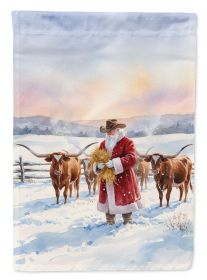 Santa Claus Feeding the Longhorns Christmas Garden Flag Mailbox Decorative Yard Banner Outside Patio Artwork for Flower Beds, Garden Size, Multic