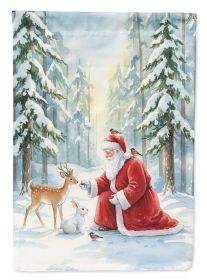 Santa Claus in the Forest with Wildlife Christmas Garden Flag Mailbox Decorative Yard Banner Outside Patio Artwork for Flower Beds, Garden Size