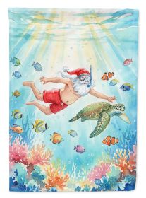 Santa Claus Snorkeling with a Sea Turtle Christmas Garden Flag Mailbox Decorative Yard Banner Outside Patio Artwork for Flower Beds, Garden Size