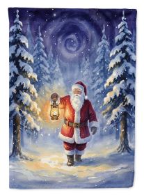Santa Claus with a Lantern in the Woods Christmas Garden Flag Mailbox Decorative Yard Banner Outside Patio Artwork for Flower Beds, Garden Size