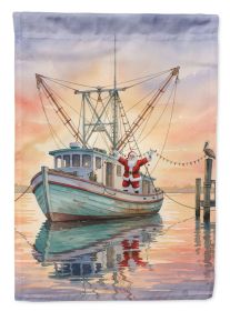 Cajun Santa Claus Decorating a Shrimp Boat Christmas House Flag Large Porch Sleeve Pole Decorative Outside Yard Banner Artwork Wall Hanging, Poly
