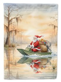 Cajun Santa Claus Delivering Gifts by Airboat Christmas House Flag Large Porch Sleeve Pole Decorative Outside Yard Banner Artwork Wall Hanging