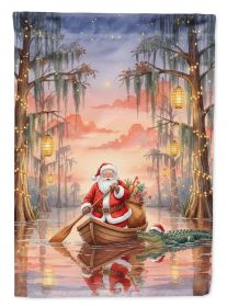 Cajun Santa Claus in the Pirogue Christmas House Flag Large Porch Sleeve Pole Decorative Outside Yard Banner Artwork Wall Hanging, Polyester