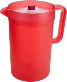 1-Gallon Plastic Airtight Pitcher with Vacuum Seal Lid, 1 Gallon, Red