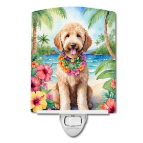 NEW Goldendoodle Luau Ceramic Night Light Compact, UL-Certified, Ideal for Bedroom, Bathroom, Nursery, Hallway, Kitchen, 6x4x3, Multicolor