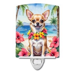 NEW Chihuahua Luau Ceramic Night Light Compact, UL-Certified, Ideal for Bedroom, Bathroom, Nursery, Hallway, Kitchen, 6x4x3, Multicolor