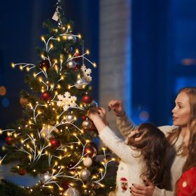 Lighted Birch Garland 7.87ft 144 LED, 8 Lighting Modes with Remote & 6H Timer, IP45 Waterproof Warm White Lights for Christmas Home Decor