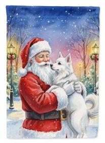 American Eskimo with Santa Claus Garden Flag Mailbox Decorative Yard Banner Outside Patio Artwork for Flower Beds, Garden Size, Multicolor