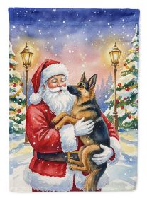 German Shepherd with Santa Claus Garden Flag Mailbox Decorative Yard Banner Outside Patio Artwork for Flower Beds, Garden Size, Multicolor