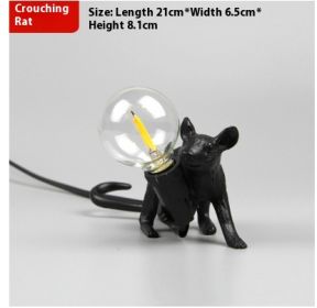 Nordic Creative Resin Mini Animal Mouse Light (Option: Black-Prone position-US)