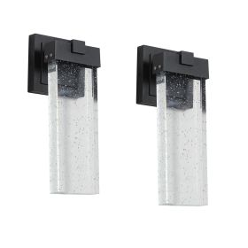 Outdoor Waterproof Transparent LED Crystal Wall Lamp  2 Packs With Light Sense (Color: Black)