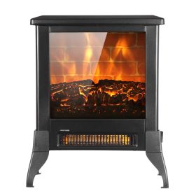 US SF512-14A 120V 1400W 14 Inch Fireplace, Black, Iron, Freestanding, Fake Firewood-Heating Wire (Color: Black)