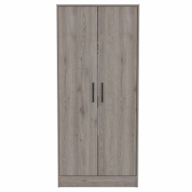 Rio Double Door Armoire; One Cabinet; Hidden Drawer (Color: Light gray)