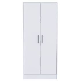Rio Double Door Armoire; One Cabinet; Hidden Drawer (Color: White)