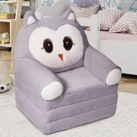 Children's single sofa chair, plush toddler armchair, washable set, cute animal-shaped seat, suitable for any room, reading room, living room (Color: Grey1)