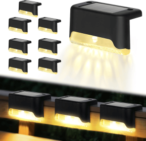 16/32PCS solar outdoor light, spring camping outdoor light, outdoor LED step light, solar charging, suitable for balconies, terraces, stairs, fen (Color: Warm light 8PCS)