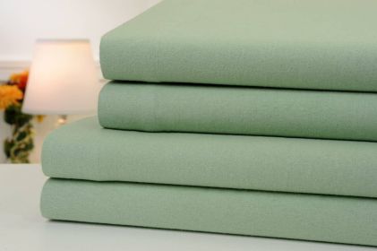 Bibb Home Solid Flannel 4 Piece Sheet Set (Color: Sage, size: Twin XL)