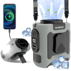 16, 000 Rpm 10000mAh Portable Waist Fan, Clamp On Wearable Belt Personal Fan, Rechargeable Battery Powered, With 5 Speed Levels And Flashlight, S (Option: Gray)